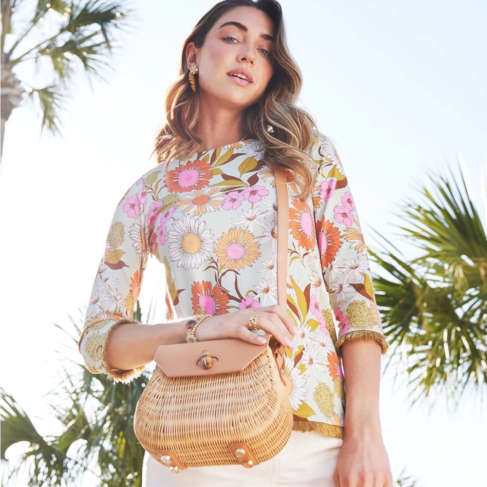 BNWT Spartina 449 Island Fringe Top Heyward’s Rate Gerber Daisies XS 2023